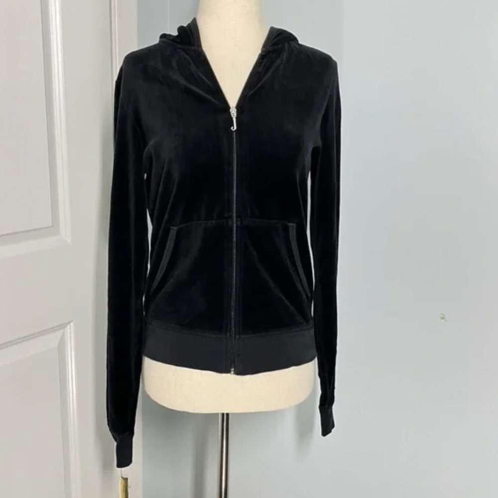 Juicy Couture Vintage Black velour hoodie size L